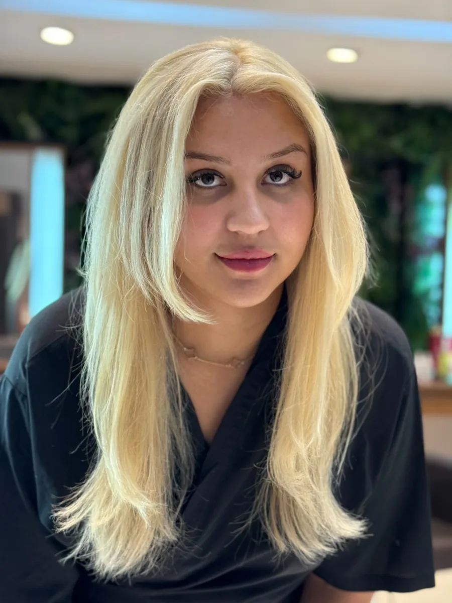 Loiro platinado após correção de cor pelo método